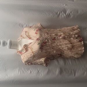 Allison Taylor Peach Vintage‎ Y2K Crepe Floral Lightweight Blouse Top Size XL